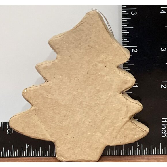 Handcrafted Paper Mache Christmas Tree Ornament 4" - Picture 2 of 3